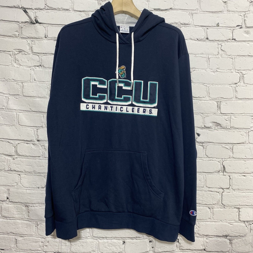 Champion Coastal Carolina University Hoodie Size XL Navy Embroidered CCU Soft‎